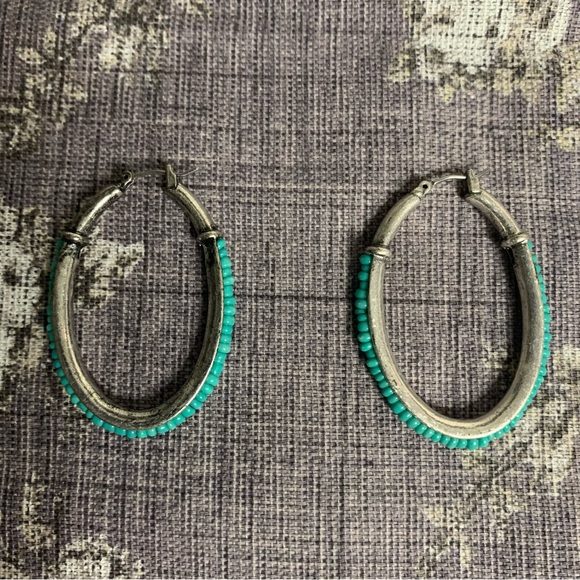 Costume Earrings Turquoise Oval Earrings - Picture 1 of 14
